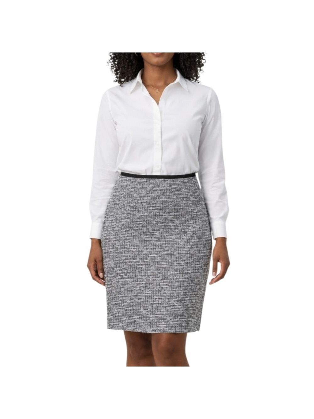 Calvin Klein Black and White Tweed Pencil Skirt 10P